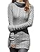 v28 Women Polo Neck Turtleneck Knit Stretchable Elasticity Long Slim Sweater (XL,Dark Grey)