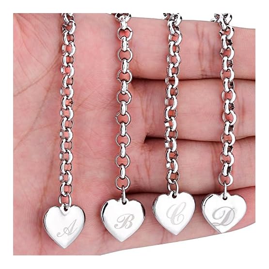 Monily-Initial-Charm-Bracelets-Stainless-Steel-Heart-26-Letters-Alphabet-Bracelet-for-Women Monily-Initial-Charm-Bracelets-Stainless-Steel-Heart-26-Letters-Alphabet-Bracelet-for-Women