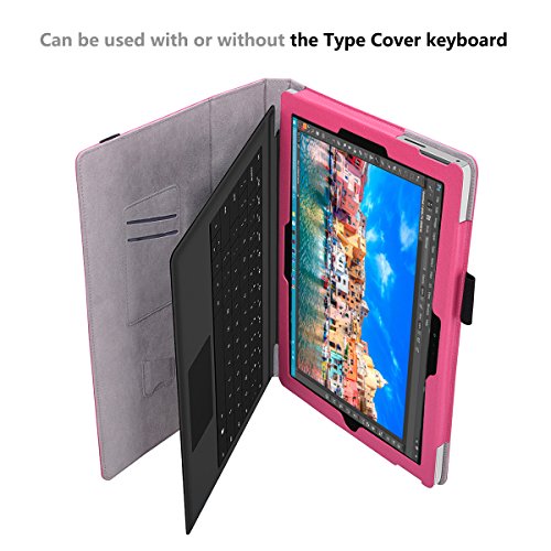 Surface Pro 4 Case - Exact [PRO Series] - [Professional][Drop Protection] Slim-Fit PU Leather Folio Case for Microsoft Surface Pro 4 Tablet Hot Pink - Thumbnail 7