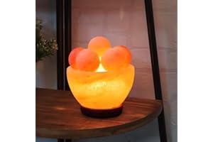 NatureBoost HL Himalayan Pink Salt Lamp Bowl with Balls Comes with dimmer Switch and a Pair of Bulbs (HL Bowl)