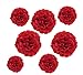 Valentine Red Tissue Paper Flower Pom Pom Balls.12 and 14 Inch Holiday Party Favor Flower Balls Hanging Decor Party Decoration. 8 Pack. Great DIY Kit For Parties,Birthdays,Weddings,Bridal Showers Etc.