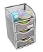 EasyPAG Mesh Desk Organizer 3 Drawer Mini Hutch, Silver