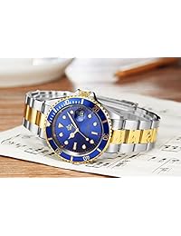 Relojes de lujo para hombre Bisel de cerámica Cristal de zafiro Cuarzo luminoso Plata Oro Reloj de acero inoxidable de dos tonos