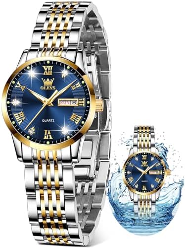 Amazon.com: OLEVS Blue Womens Watch Fashion Dress Diamond  display picture 1