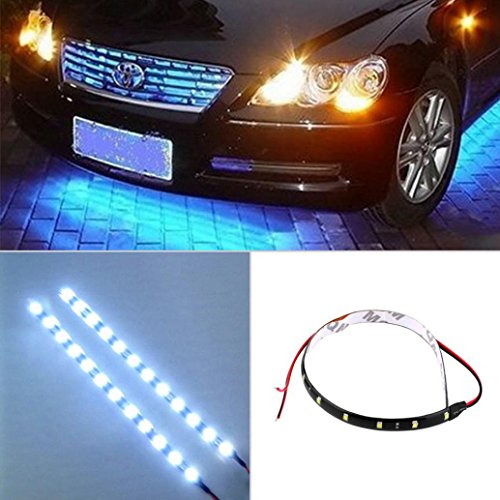 Ecosin Fashion 30cm 12V 15 LED Car Auto Motorcycle Waterproof Strip Lamp Flexible Light