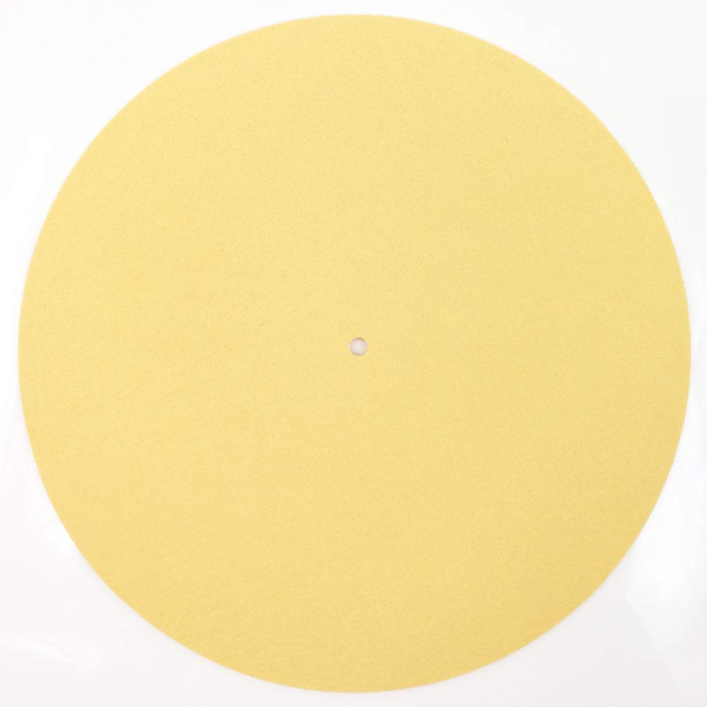 Felt Turntable Platter Mat LP Slip Mat Audiophile 3mm thick Slipmat for LP Vinyl Record (Yellow)