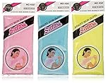 Salux Nylon Japanese Beauty Skin Bath Wash Cloth/towel (3) Blue Yellow and Pink