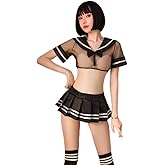 Temptshow Sexy Cosplay Sailor Suit Schoolgirl School Uniform Underwear Set Mini Dress