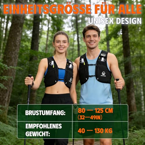 ONETOALL Women's Running Vest with 2 Foldable Water Bottles, 500 ml, Hydration Vest Running Vest Running Backpack Hydration Backpack Reflective for Marathon Trail Running Jogging Cycling