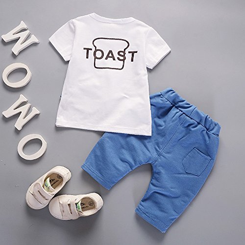 Sharemen Toddler Baby Boys Gentleman Outfits Short Sleeve T-Shirt Pants (White, 12-24 Months)