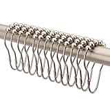 2LB Depot Shower Curtain Hooks, Brushed Nickel, Rust Resistant Stainless Steel, Set of 12 Decorative Shower Rings + Bonus Ring for Shower Rods