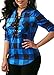KISSMODA Women's Sexy Long Sleeves Fitted Plaid Shirt Deep V Neck Tie Front Tops Blouses With Pockets