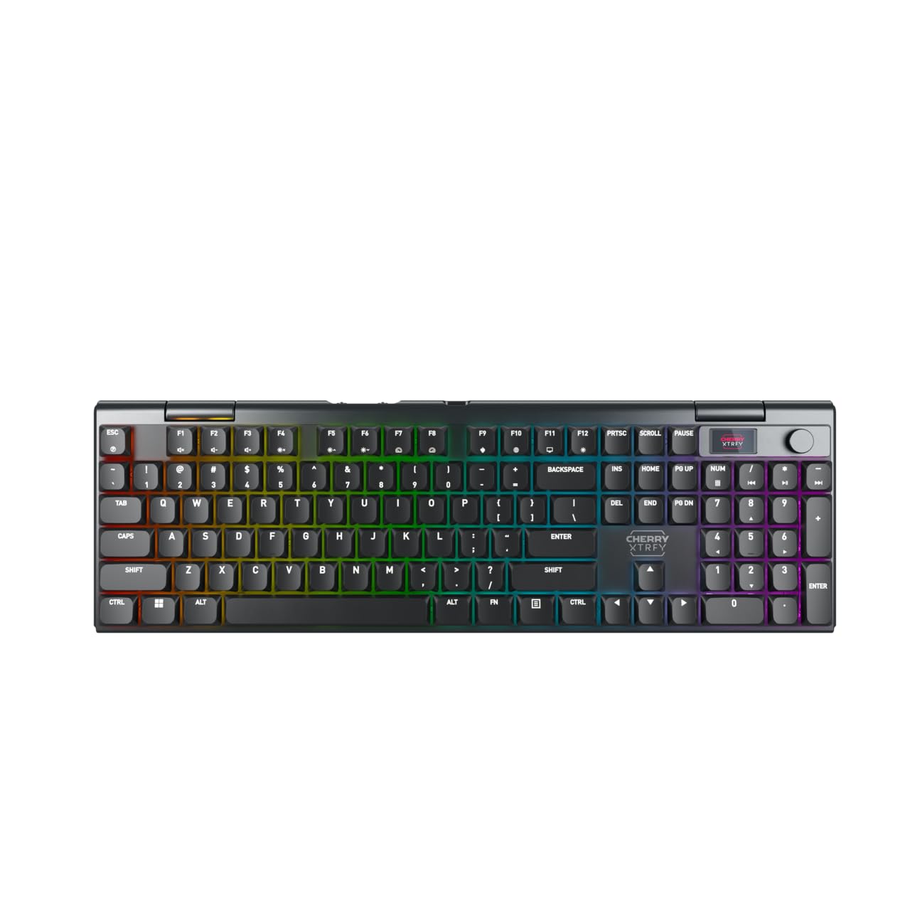 Photo 1 of CHERRY XTRFY MX 10.1 Wireless | Cordless Low-Profile Gaming Keyboard | Rotary LCD Knob | RGB Lighting | Slim Aluminum