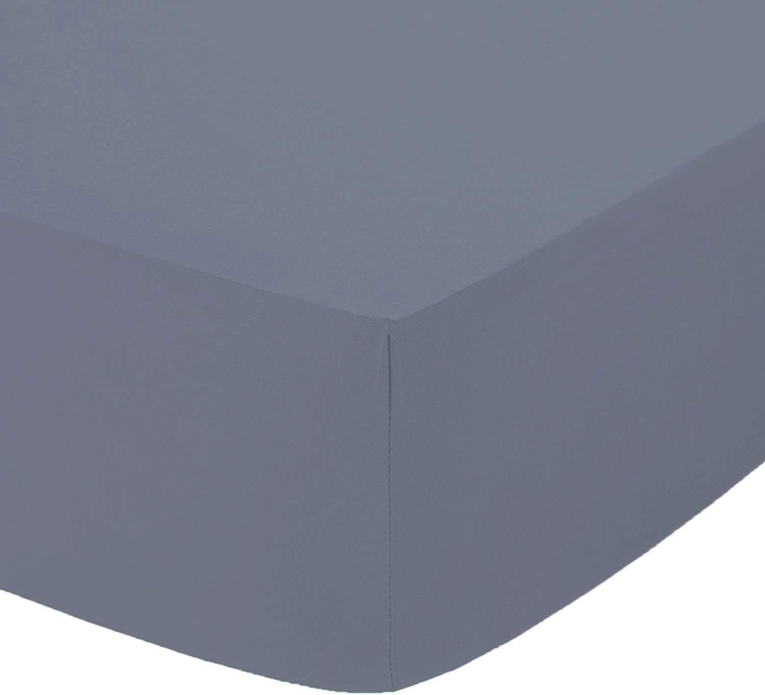 AmigoZone Non Iron Pollycotton Percal Quality Plain Fitted Sheet Or Pillow Cases (Super King, Gray)