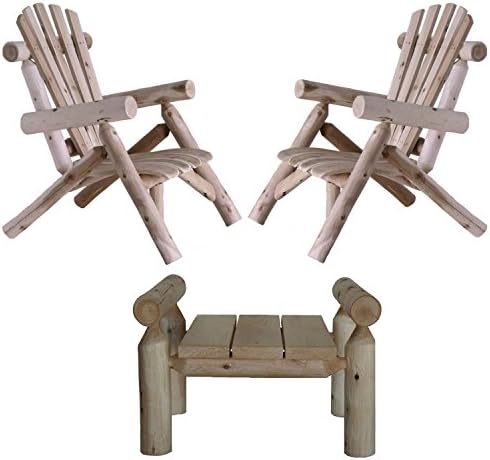 Lakeland Mills Cedar Log Patio Lounge Chair (Set of 2) with Ottoman