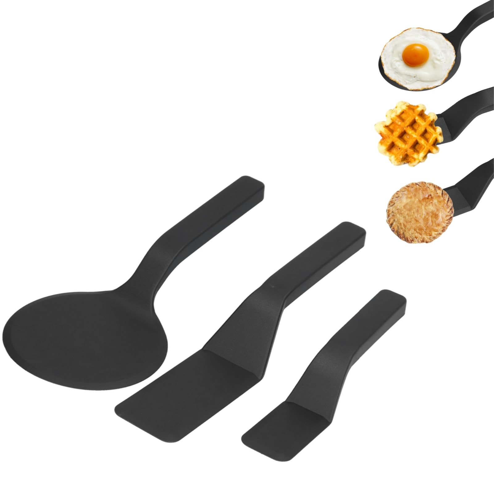 Kitchen Spatula Set, Heat-Resistant Non-Stick Nylon Spatulas with Thin Edge for Flipping Pancakes Eggs Muffins, 3 Pcs for Baking Cooking