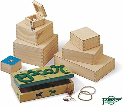 Faibo Cajas en madera de pino (10 x 9 x 5 cm.) : Amazon.es ...