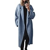 chouyatou Women's Winter Double Breasted Wool Coat Long Sleeve Notch Lapel Long Trench Coat