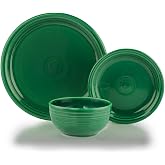 Fiesta&reg; Bistro Coupe 3-Piece Dinnerware Set &ndash; Durable Ceramic, Lead-Safe, Dishwasher/Microwave/Oven Safe &ndash; Made in USA Dinnerware - Jade