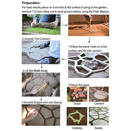 FOCCTS Walk Maker, 13 x 13 inch DIY Path Mold Maker Concrete Stepping Stone Mold Paving Stone Mold for Walkways, Gardens, Backyard, Patio, Lawn