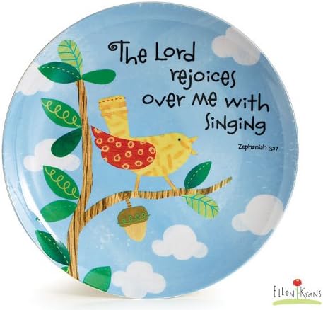 The LORD Rejoices over Me with Singing - 8" Bone China Plate - Zephaniah 3:17 Ellen Krans Artwork GIFT BOXED - Bible Verse Collectible DECOR