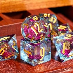 Cusdie Handmade DND Dice, Liquid Core Dice Set D&D