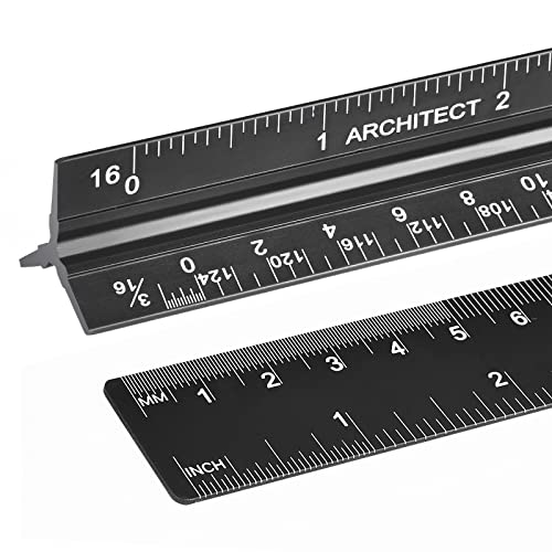 Architectural Scale Ruler with Straight Ruler, 12 Inches Imperial