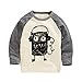 Soda Park Boys Doodle Big Eyes Monster Funny Long Sleeve T Shirt 4T,4T(3-4 Years),Beige + Gray