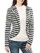 Allegra K Women Notched Lapel Striped Blazer Jacket M Grey White
