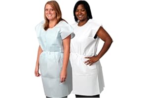 PROADVANTAGE Pro Advantage NDC P750033 Exam Gown with Traditional Front/Back Opening, Tissue/Poly/Tissue, Blue, 30" x 42" Size (Pack of 50)