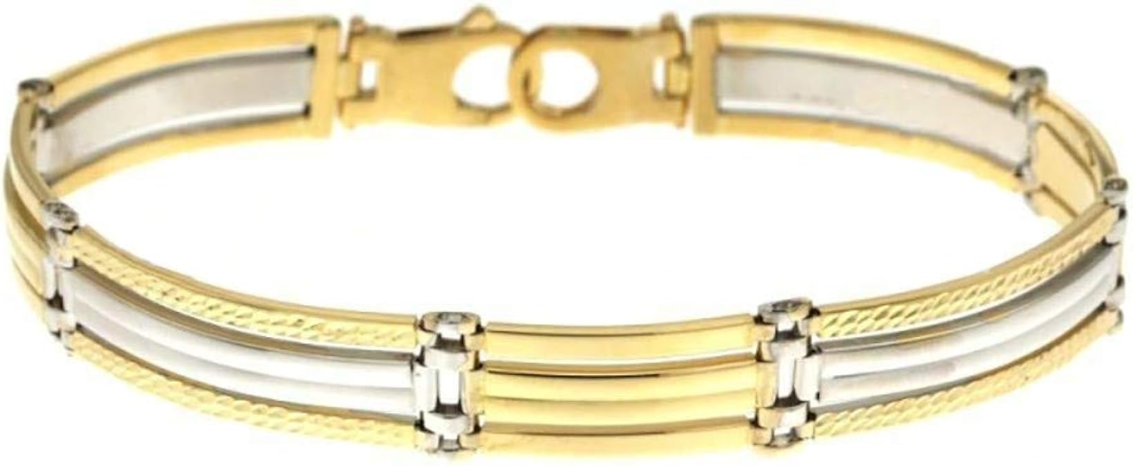 Armband aus Gold 18 Karat (750/1000) mit alternativen Platten poliert, gestreift und gehämmert