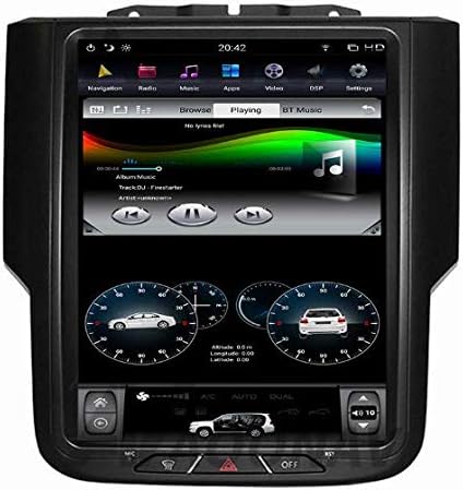 10.4 inch Quadcore Android 1280x768 Car Vertical Screen Tesla Style 32GB ROM Bluetooth GPS Navigation for Dodge Ram1500 DVD Player 2013-2017 (Auto AC car)