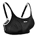 SYROKAN Women's No-Bounce Full-Support Racerback Pro High Impact Sports Bra Black 42DD