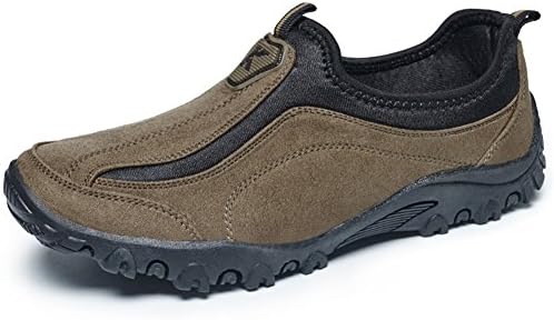 Scurtain Men's Casual Light Weight Suede Outdoor Non-Slip Elderly Walking Sneaker Shoes (8, Brown)