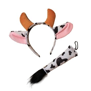 Haarreif Mit Kuhohren Und Hornern Und Schwanz Kostum Set Fasching Party Amazon De Beauty