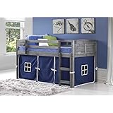 Donco Kids 790AAG_750C-TB Louver Loft Bed, Twin, Antique Grey
