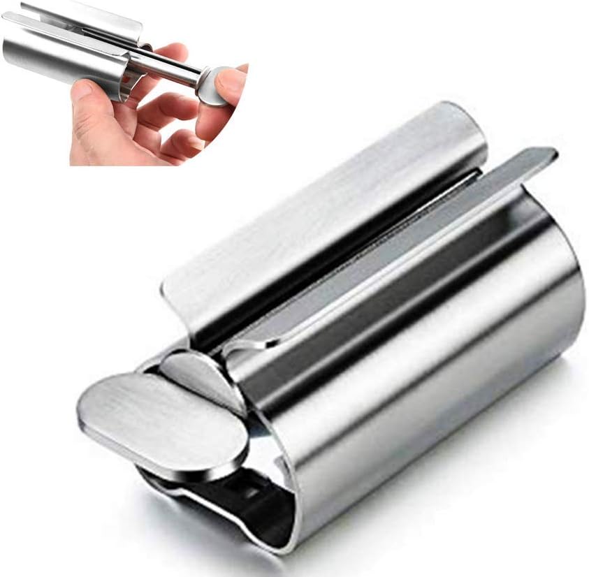 Toothpaste Tube Squeezer,Rolling Tube Toothpaste Squeezer Metal Toothpaste Seat Holder Stand Rotate Toothpaste Dispenser for Bathroom (1 Pcs)