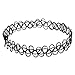 JANE STONE Choker Black Stretch Gothic Tattoo Henna Necklace (Black)