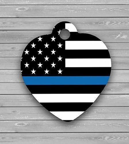 thin blue line heart vanity pet tag