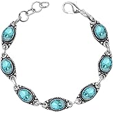 Zoovilane Gemstone Bracelet, Handmade Bracelet for Women, Silver Overlay Oval Gemstone bezel Silver Adjustable Bracelet, Gift