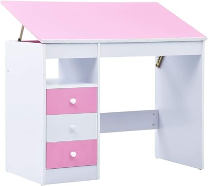 Vidaxl Bureau Pour Enfants Inclinable Table D Etude Bureau D Etude Table De Travail Bureau De Travail Chambre D Enfant Maison Interieur Rose Et Blanc Amazon Fr Cuisine Maison
