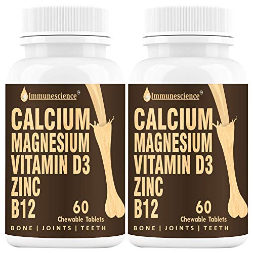Immunescience Calcium Vitamin D3 Magnesium Zinc and B12 Tablets For Strong Bones and Joints Stamina Strength For Men Women Kids Coffee Flavor 1250 mg- 120 Immunescience Calcium Vitamin D3 Magnesium Zinc and B12 Tablets For Strong Bones and Joints Stamina Strength For Men Women Kids Coffee Flavor 1250 mg- 120