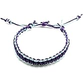 Hemp Bracelet Adjustable Friendship String (Simple Dark Purple & Light Blue)