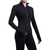 SIS QUEEN Women's Workout Jackets Slim Fit Athletic Track Tops with Pockets Thumb Holes Full Zip Up Lightweight Sportswear
