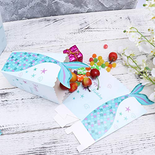 Amosfun 12pcs Mermaid Popcorn Boxes Popcorn Holders Cups Treat Paper