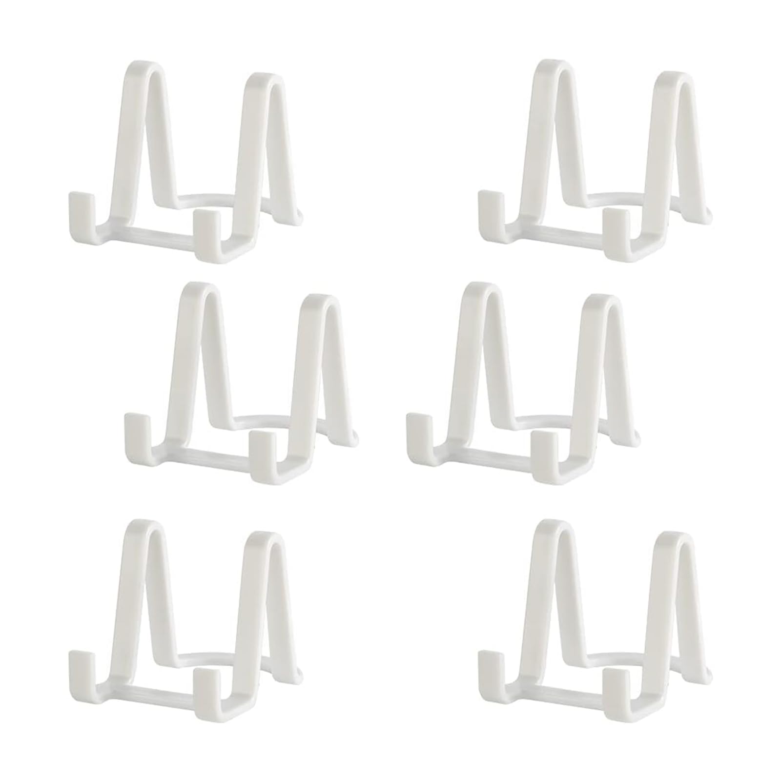 Tincogo Plate Holder Easel Display Stands - 3-Inch Plastic Stand for Small Decorative Plates, Pictures and Photos - White (6-Pack)