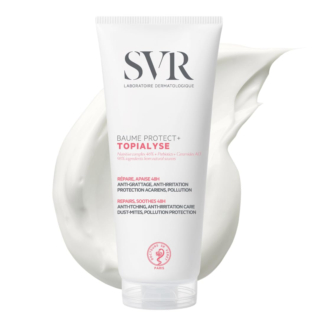 SVR TOPIALYSE Baume Protect+ Intensive Face & Body Moisturising Balm for Very Dry, Sensitive, Eczema-Prone Skin. 48hr Anti-Itch Relief & Skin Barrier Support, All Ages, 200ml