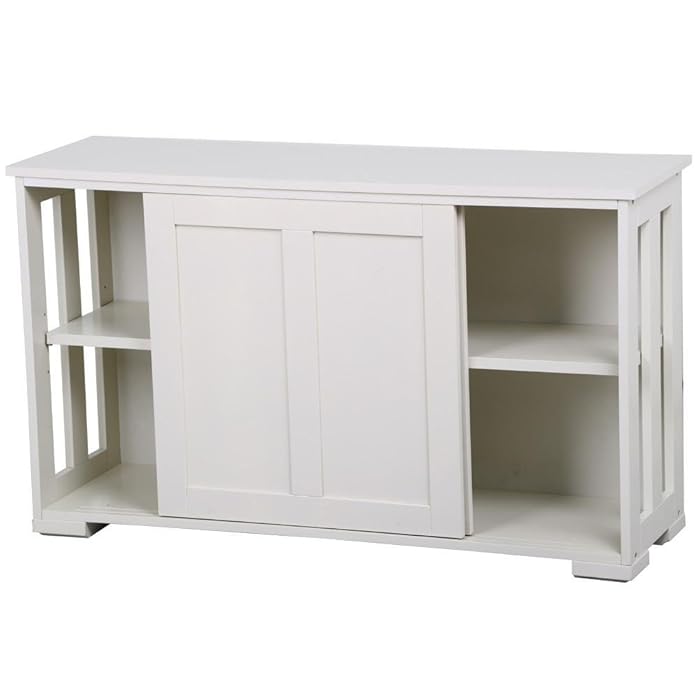 Yaheetech Antique White Buffet Cabinet Kitchen Table with Sliding Door Stackable Sideboard Storage Cabinet