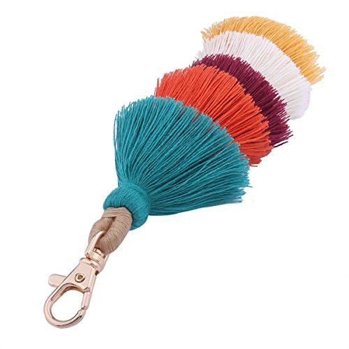 ZOONAI Colorful Tassels Charm Keychain Car Keyring Holder Bag Wallet Purse Decorations (A)