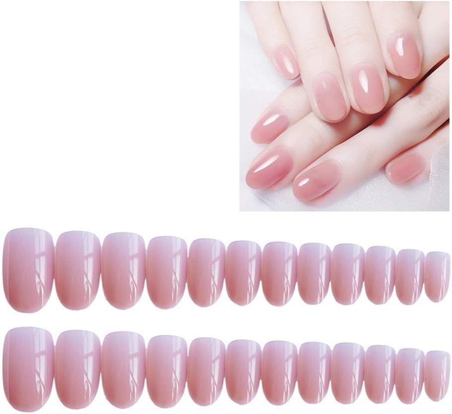 24pcs False Nails Art Tips Decoration Pink Full Cover Waterproof